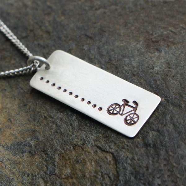 Blinkidees oxidized sterling silver pendant with bicycle detail