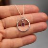Birthstone Charm Circle Pendant & Chain